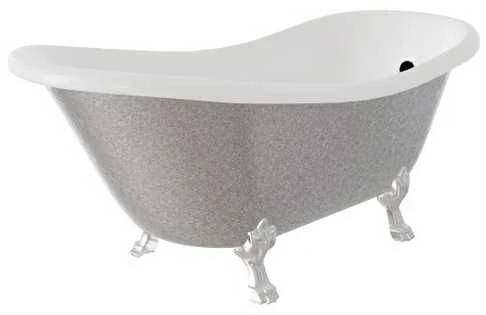 Vonia Besco Otylia Glam 160, Sidabrinis+Chrome, su sifonu su persipylimu Klik-klak Juodas