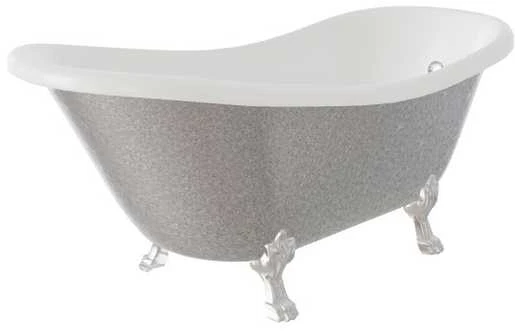Vonia Besco Otylia Glam 160, Sidabrinis+Chrome, su sifonu su persipylimu Klik-klak Chrome