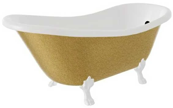 Vonia Besco Otylia Glam 170, Gold+Baltas, su sifonu su persipylimu Klik-klak Juodas