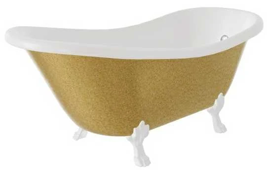 Vonia Besco Otylia Glam 170, Gold+Baltas, su sifonu su persipylimu Klik-klak Chrome