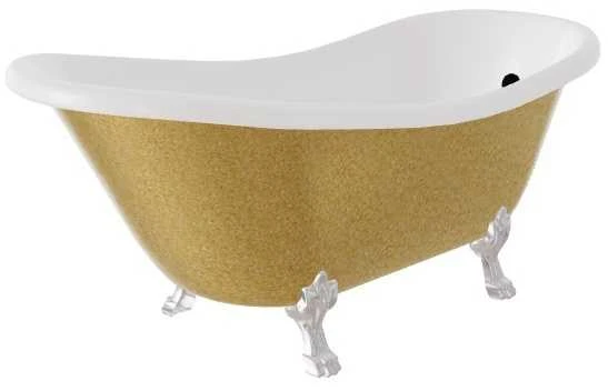 Vonia Besco Otylia Glam 170, Gold+Chrome, su sifonu su persipylimu Klik-klak Juodas