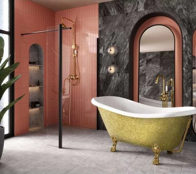 Vonia Besco Otylia Glam 170, Gold+Gold, su sifonu su persipylimu Klik-klak Gold