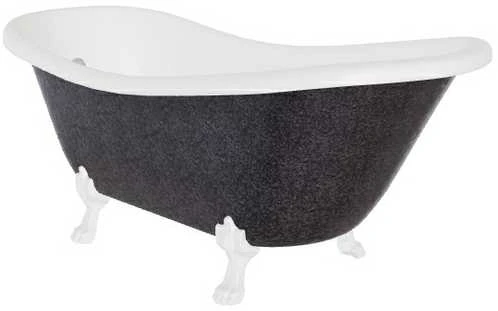 Vonia Besco Otylia Glam 170, Graphite+Baltas, su sifonu su persipylimu Klik-klak Chrome