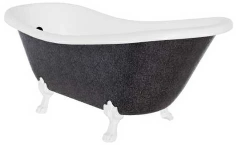 Vonia Besco Otylia Glam 170, Graphite+Baltas, su sifonu su persipylimu Klik-klak Juodas