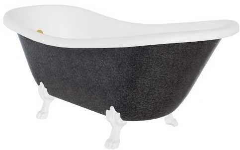 Vonia Besco Otylia Glam 170, Graphite+Baltas, su sifonu su persipylimu Klik-klak Gold