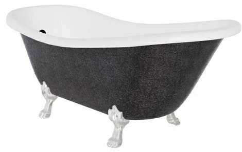 Vonia Besco Otylia Glam 170, Graphite+Chrome, su sifonu su persipylimu Klik-klak Juodas