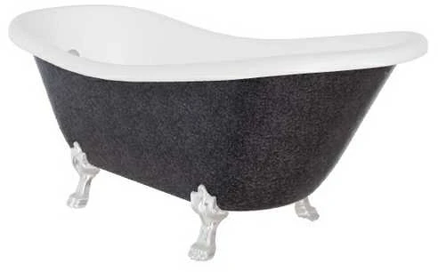 Vonia Besco Otylia Glam 170, Graphite+Chrome, su sifonu su persipylimu Klik-klak Chrome