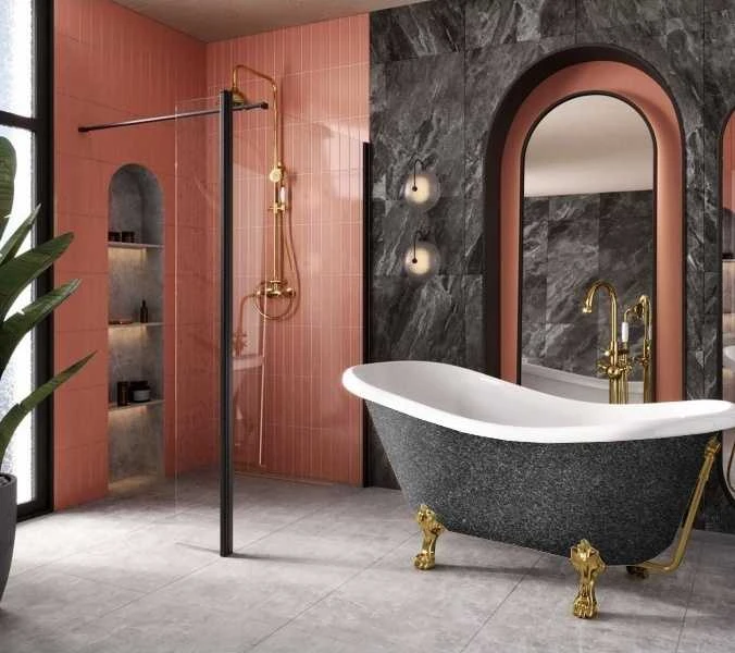 Vonia Besco Otylia Glam 170, Graphite+Gold, su sifonu su persipylimu Klik-klak Gold