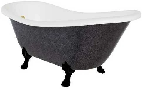 Vonia Besco Otylia Glam 170, Graphite+Juodas, su sifonu su persipylimu Klik-klak Gold