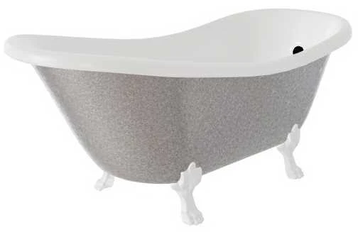 Vonia Besco Otylia Glam 170, Sidabrinis+Baltas, su sifonu su persipylimu Klik-klak Juodas