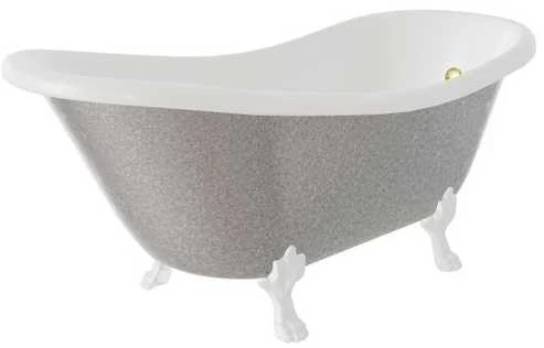 Vonia Besco Otylia Glam 170, Sidabrinis+Baltas, su sifonu su persipylimu Klik-klak Gold