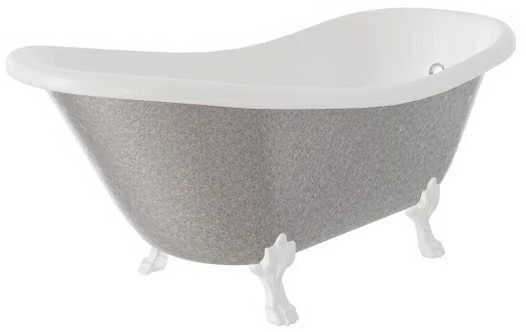 Vonia Besco Otylia Glam 170, Sidabrinis+Baltas, su sifonu su persipylimu Klik-klak Chrome