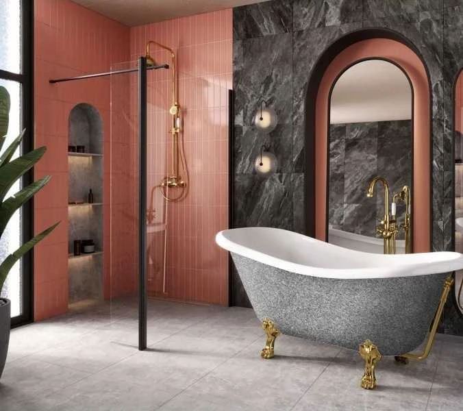 Vonia Besco Otylia Glam 170, Sidabrinis+Gold, su sifonu su persipylimu Klik-klak Gold