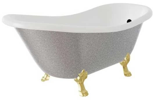 Vonia Besco Otylia Glam 170, Sidabrinis+Gold, su sifonu su persipylimu Klik-klak Juodas