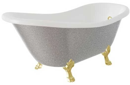 Vonia Besco Otylia Glam 170, Sidabrinis+Gold, su sifonu su persipylimu Klik-klak Gold