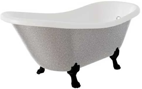 Vonia Besco Otylia Glam 170, Sidabrinis+Juodas, su sifonu su persipylimu Klik-klak Chrome