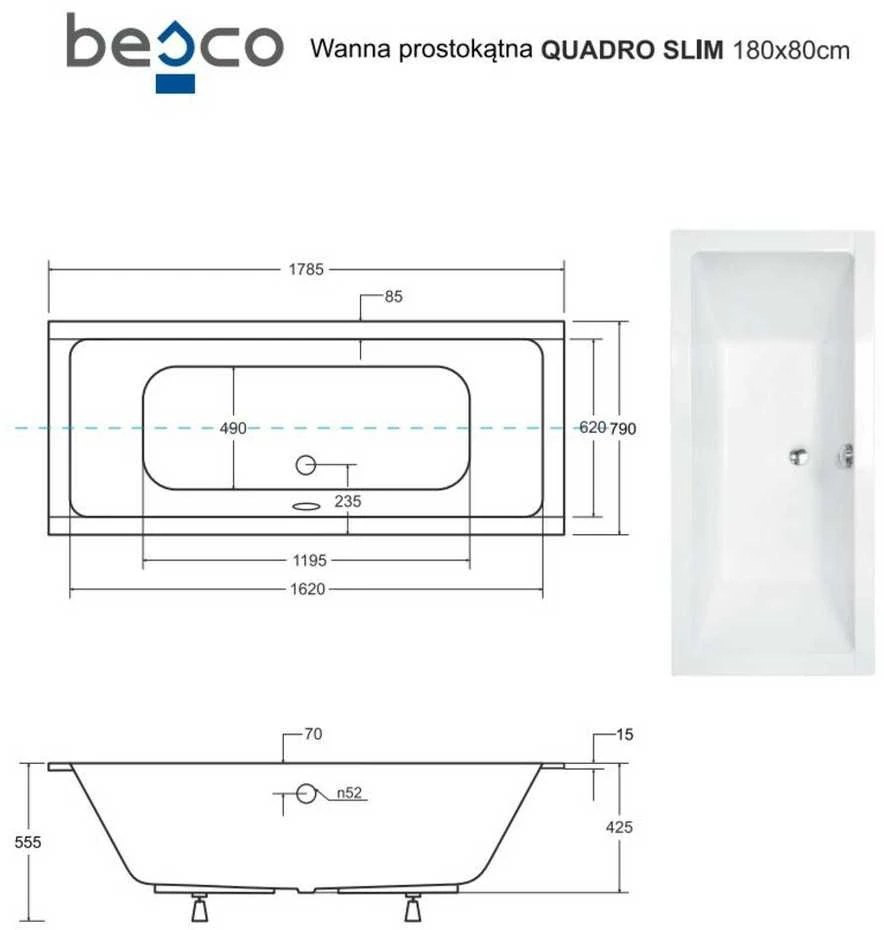 Vonia Besco Quadro Slim, 180 x 80 cm