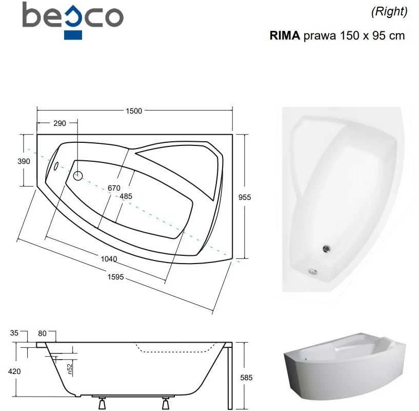 Vonia Besco Rima, 150 x 95 cm, dešininė