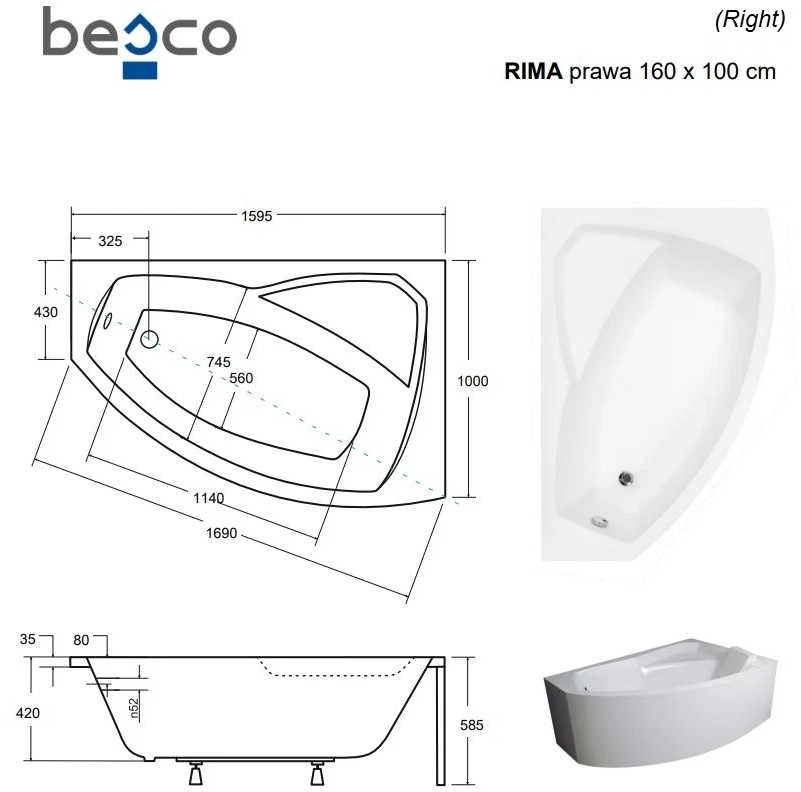 Vonia Besco Rima, 160 x 100 cm, dešininė