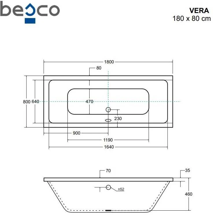 Vonia Besco Vera, 180 x 80 cm, be apdailos, su klik-klak grafito