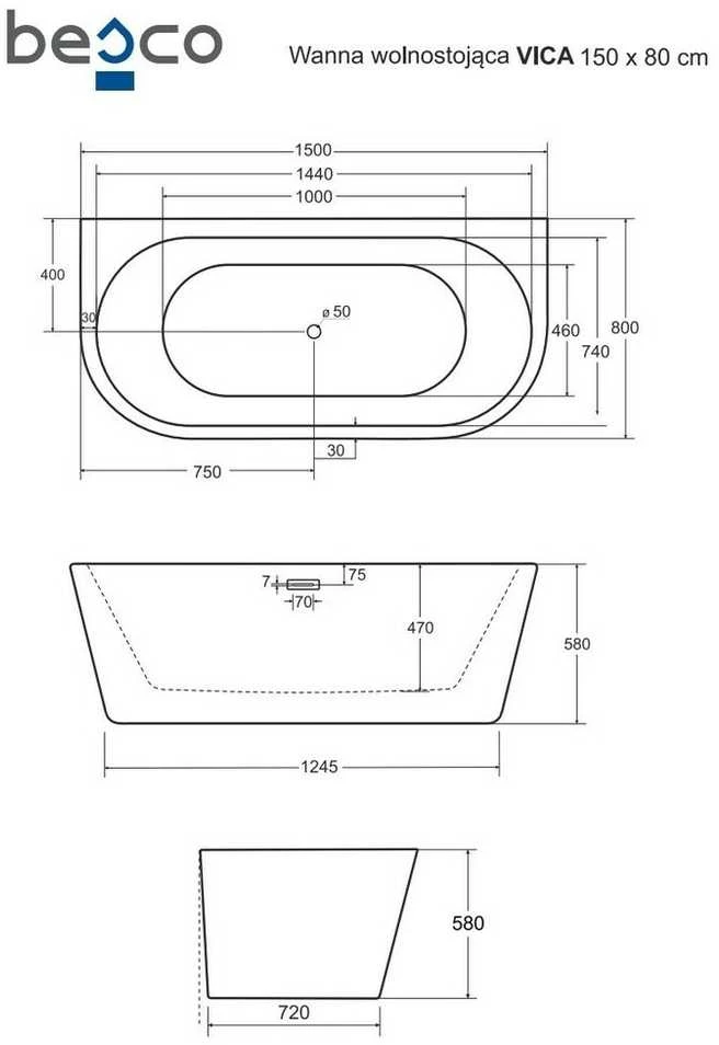 Vonia Besco Vica Glam 150 Graphite, su Graphite sifono dangteliais
