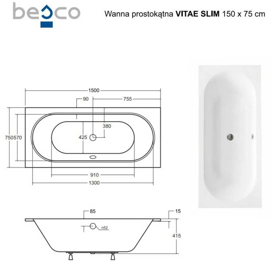 Vonia Besco Vitae Slim, 150 x 75 cm