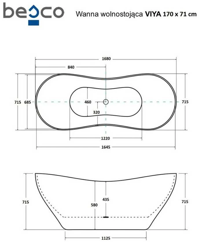 Vonia Besco Viya 170, su Klik-klak Graphite valomu iš viršaus