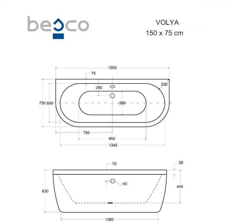 Vonia Besco Volya, 150 x 75 cm, su chromo klik-klak