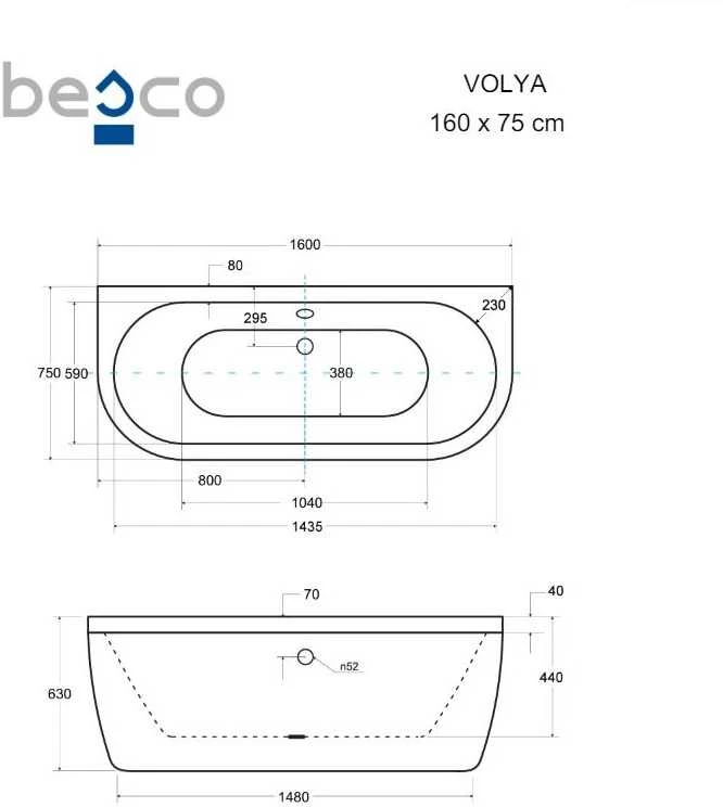 Vonia Besco Volya, 160 x 75 cm, su juodu klik-klak