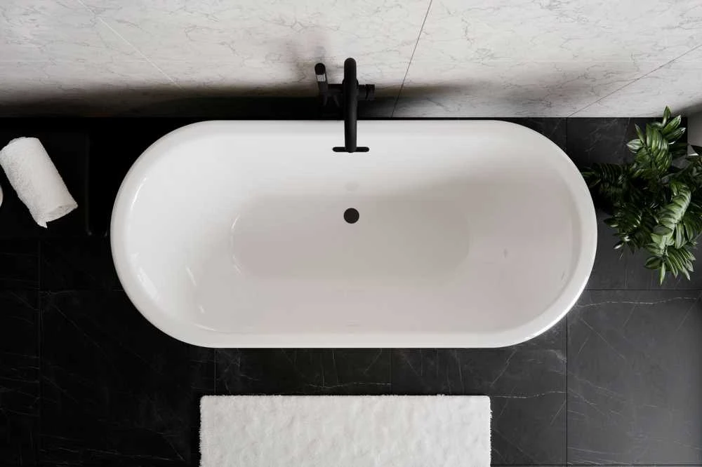 Vonia Besco Ziva Glam Sidabrinis, 160 x 75 cm, su sifonu su persipylimu slim juodas