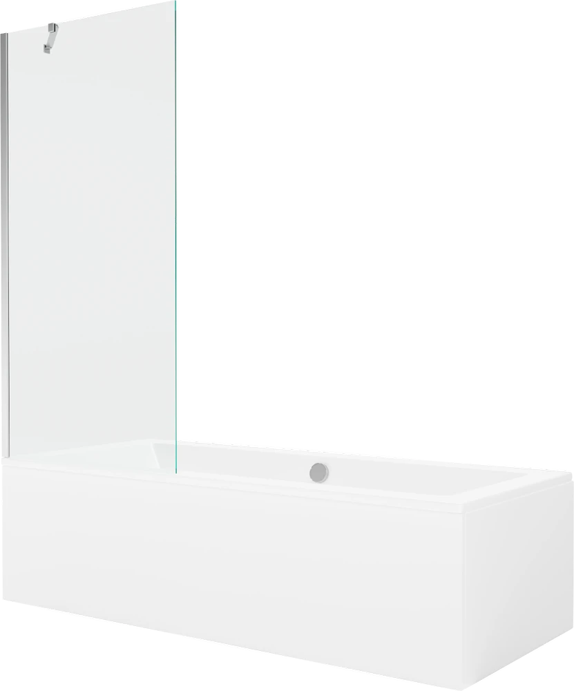 Vonia Mexen Cube su apdaila ir stiklo sienele, 180x80 cm + 80 cm, Baltas+Chrome/Transparent
