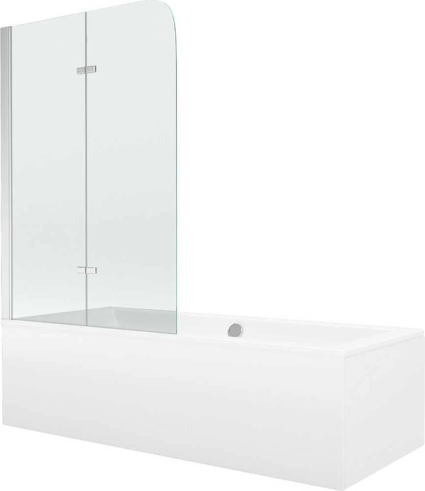 Vonia Mexen Cube su apdaila ir stiklo sienele, 170x80 cm + 80 cm, baltas+II/chrome