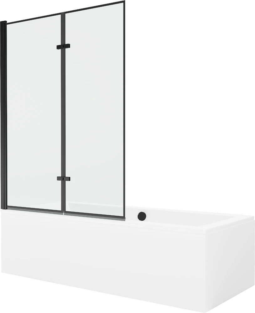 Vonia Mexen Cube su apdaila ir stiklo sienele, 170x80 cm + 120 cm (II), Baltas+Juodas frame
