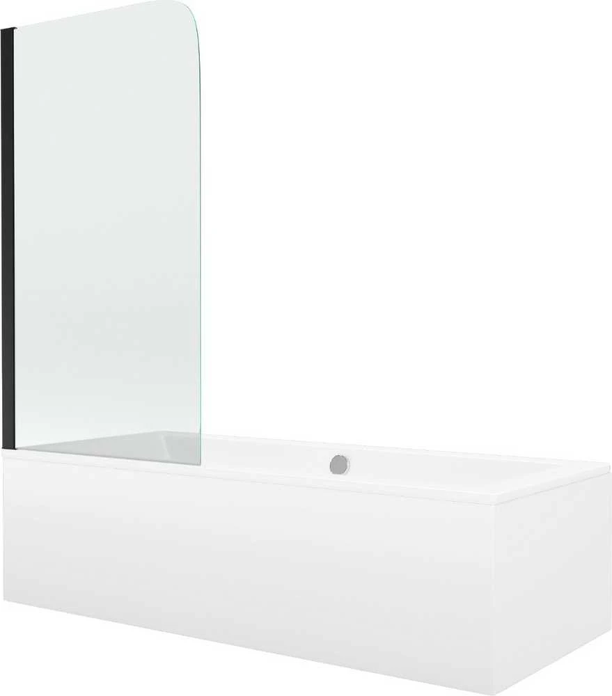 Vonia Mexen Cube su apdaila ir stiklo sienele, 170x80 cm + 70 cm, baltas+I/swing/juodas
