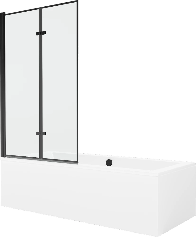 Vonia Mexen Cube su apdaila ir stiklo sienele, 180x80 cm + 100 cm (II), Baltas+Juodas frame