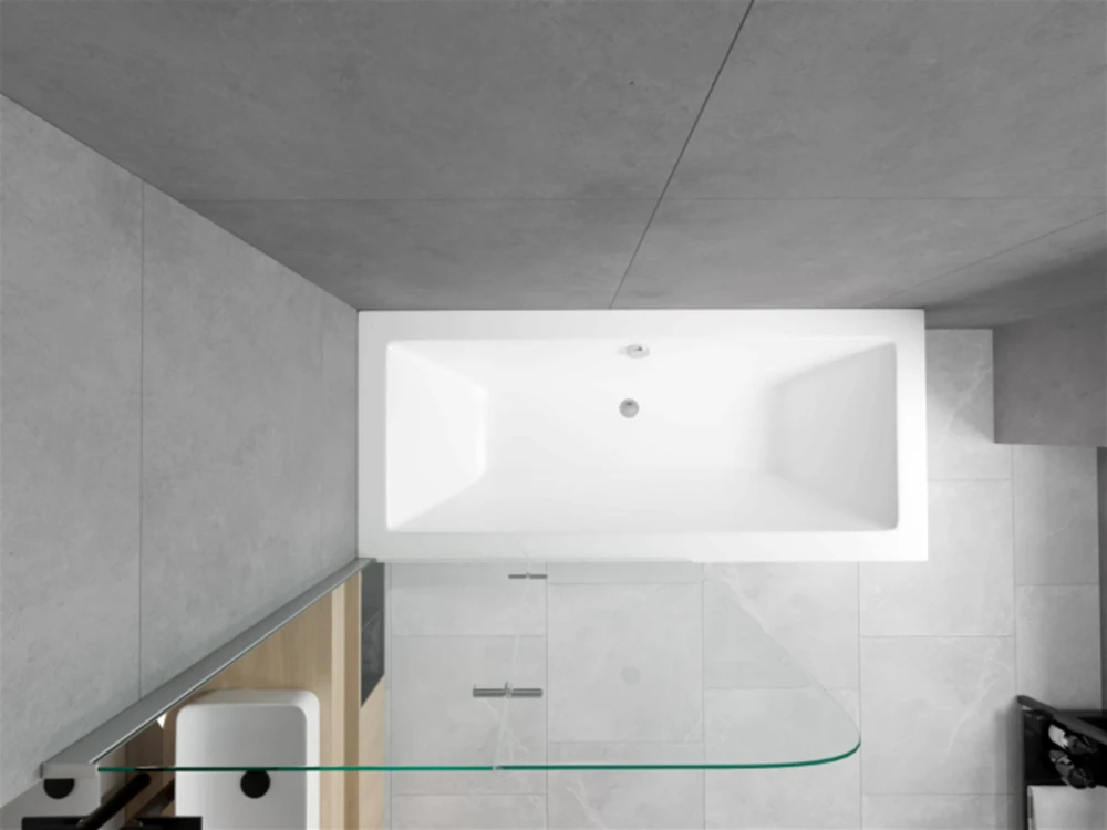 Vonia Mexen Cube su apdaila ir stiklo sienele, 170x80 cm + 100 cm, baltas+II/chrome