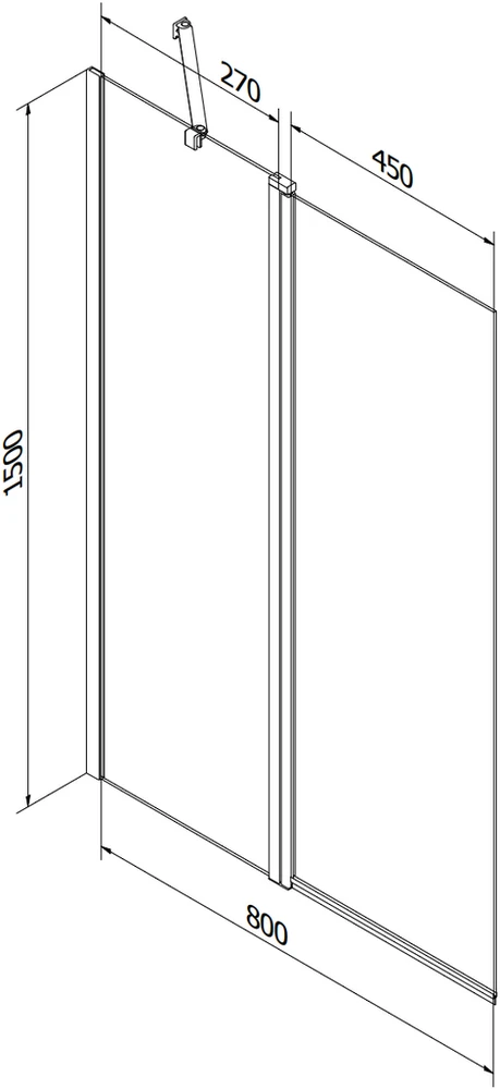 Vonia Mexen Cube su apdaila ir stiklo sienele, 180x80 cm + 80 cm, Baltas+Chrome/Transparent