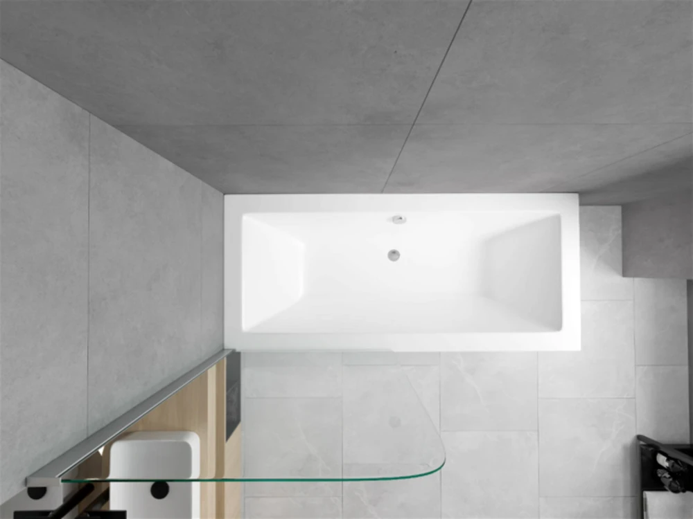 Vonia Mexen Cube su apdaila ir stiklo sienele, 180x80 cm + 75 cm, baltas+I/swing/chrome