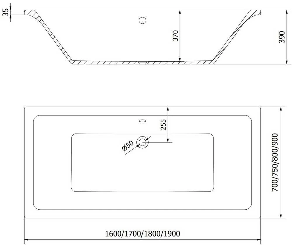 Vonia Mexen Cube su apdaila ir stiklo sienele, 180x80 cm + 100 cm (II), Baltas+Juodas/Transparent