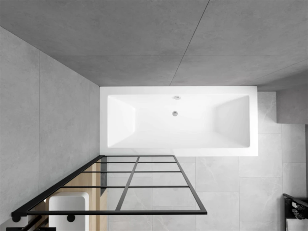 Vonia Mexen Cube su apdaila ir stiklo sienele, 170x80 cm + 70 cm, baltas+I/fix/juodas grid