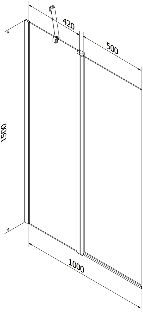 Vonia Mexen Cube su apdaila ir stiklo sienele, 170x80 cm + 100 cm, Baltas+Juodas/Transparent