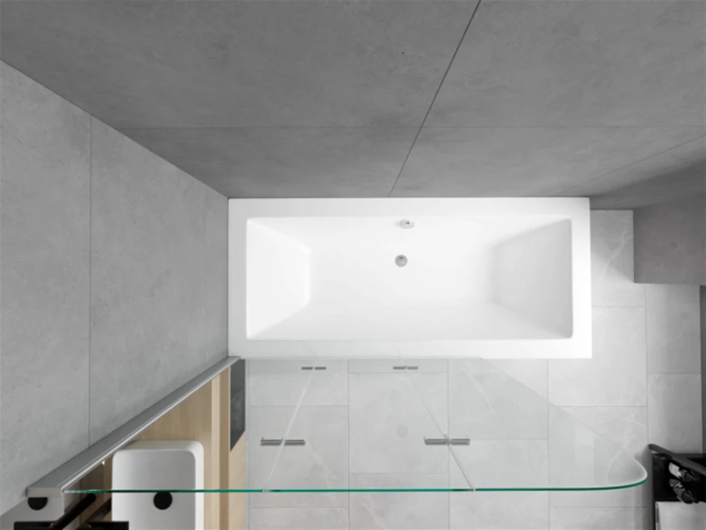 Vonia Mexen Cube su apdaila ir stiklo sienele, 170x80 cm + 120 cm, baltas+III/fold/chrome