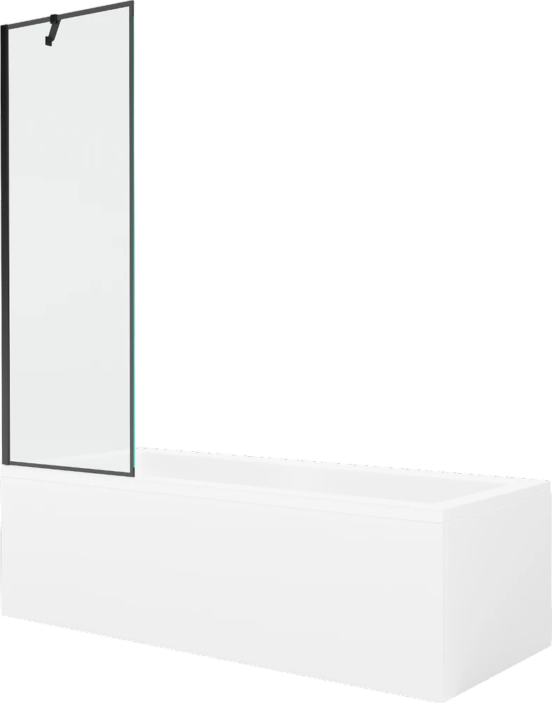 Vonia Mexen Cubik su apdaila ir stiklo sienele, 150x70 cm + 60 cm, Baltas+Juodas frame