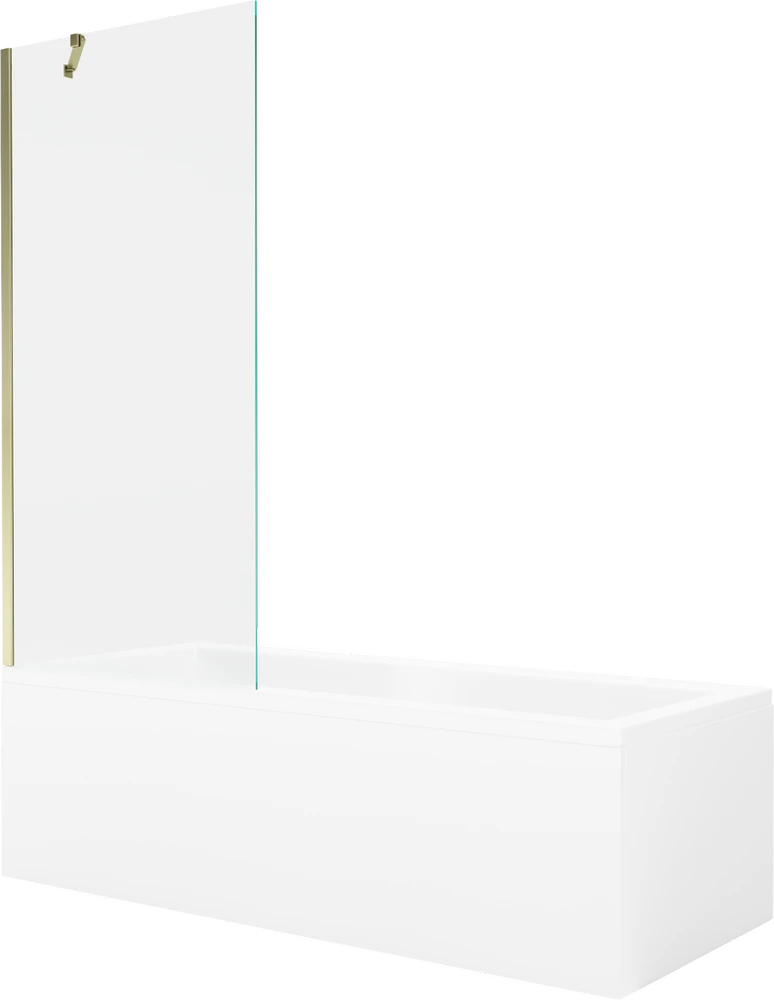 Vonia Mexen Cubik su apdaila ir stiklo sienele, 170x70 cm + 80 cm, Baltas+Gold/Transparent