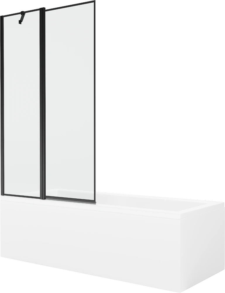 Vonia Mexen Cubik su apdaila ir stiklo sienele, 170x70 cm + 100 cm, Baltas+Juodas frame