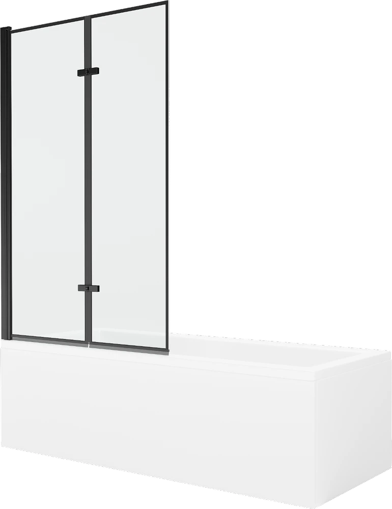 Vonia Mexen Cubik su apdaila ir stiklo sienele, 150x70 cm + 100 cm (II), Baltas+Juodas frame