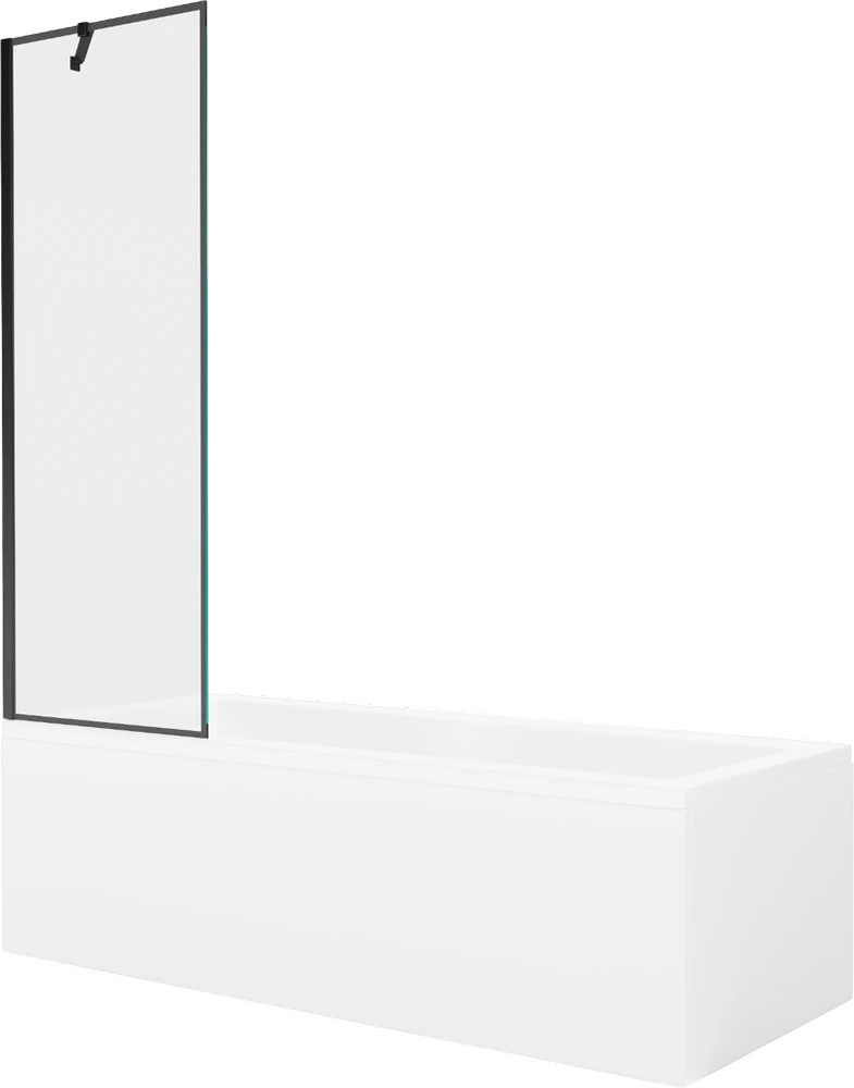Vonia Mexen Cubik su apdaila ir stiklo sienele, 170x70 cm + 60 cm, Baltas+Juodas frame