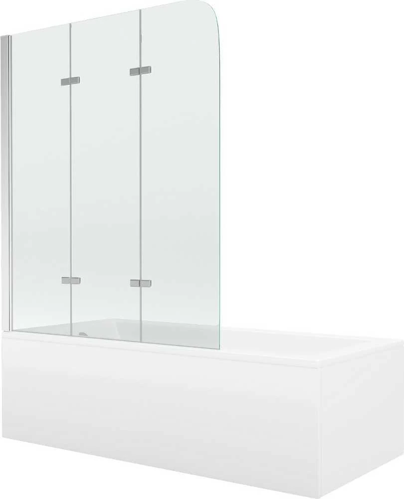 Vonia Mexen Cubik su apdaila ir stiklo sienele, 170x70 cm + 120 cm, baltas+III/fold/chrome
