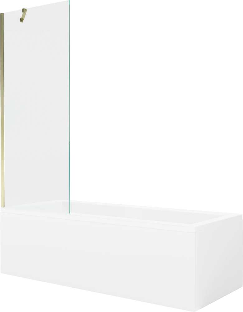 Vonia Mexen Cubik su apdaila ir stiklo sienele, 170x70 cm + 70 cm, Baltas+Gold/Transparent