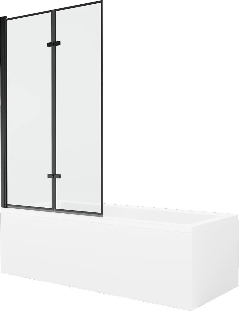 Vonia Mexen Cubik su apdaila ir stiklo sienele, 170x70 cm + 100 cm (II), Baltas+Juodas frame